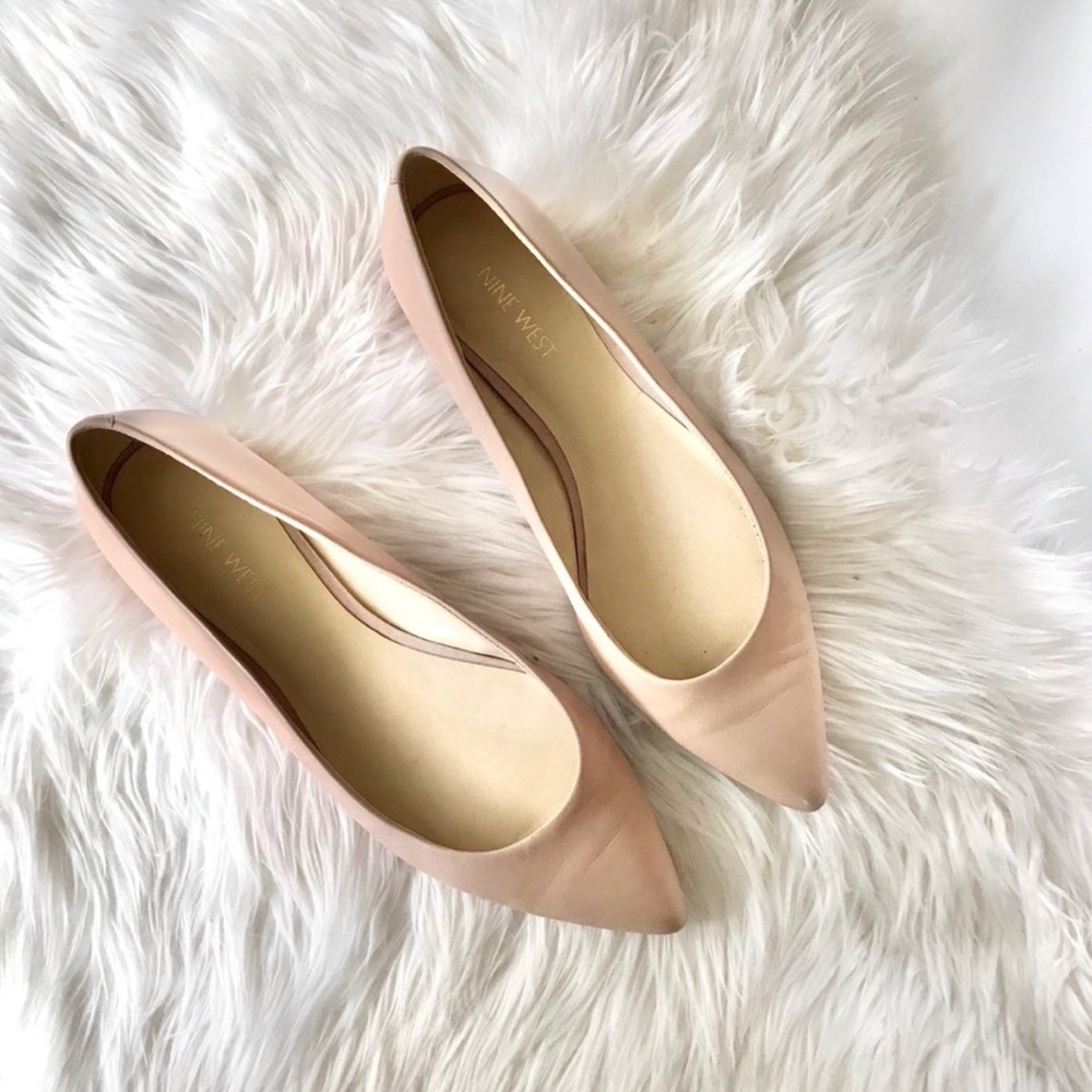 Nine West Onlee Nude Blush Pink Pointed Toe Flats